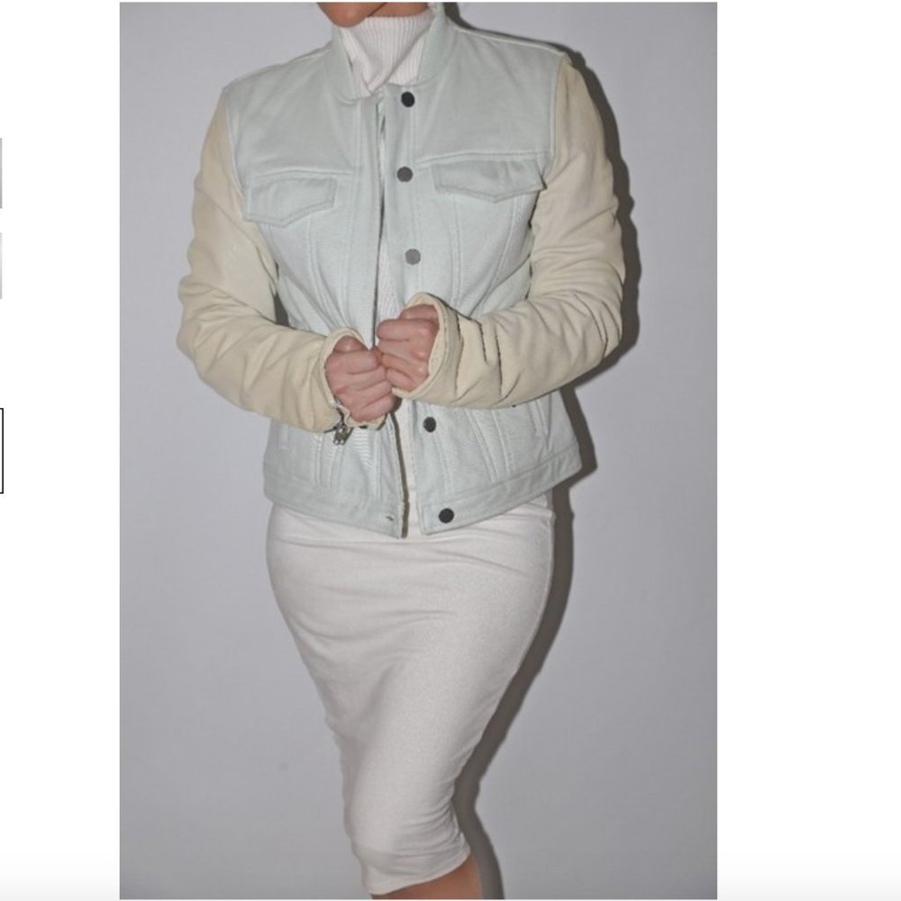 T by Alexander Wang Moto Leather Jean Jacket